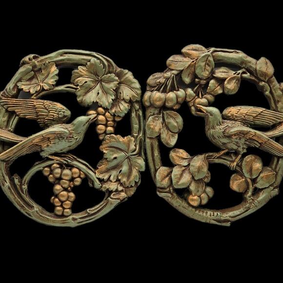 Mid-Century 1950s Universal Statuary Corp Bird Wall Art - Green-Gold 3D Plaque - Picture 8 of 10